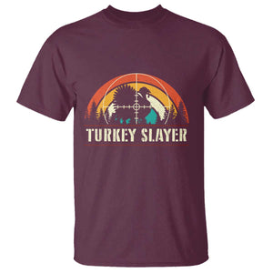 Turkey Slayer T Shirt Vintage Sunset Hunting Season Gift TS12 Maroon Print Your Wear