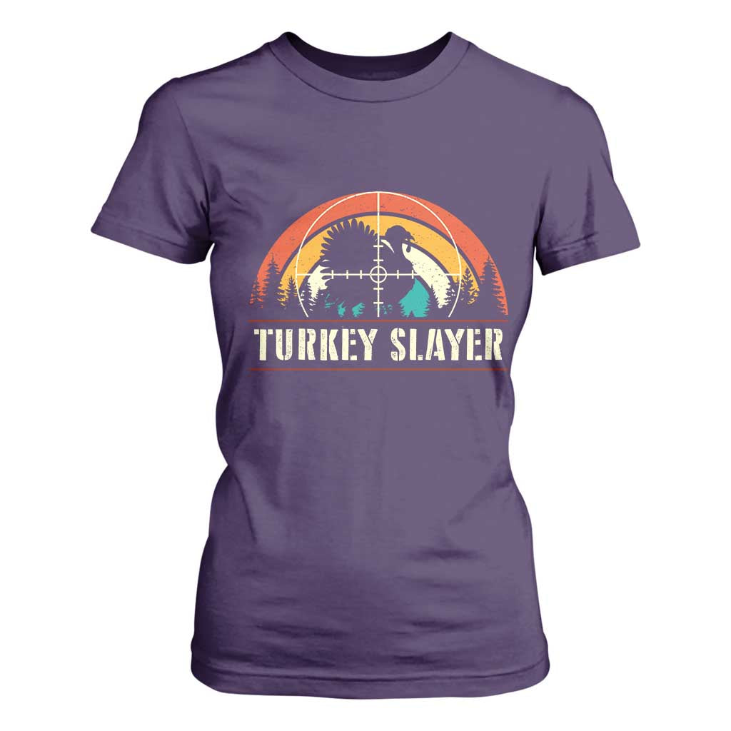 Turkey Slayer T Shirt For Women Vintage Sunset Hunting Season Gift TS12 Purple Print Your Wear