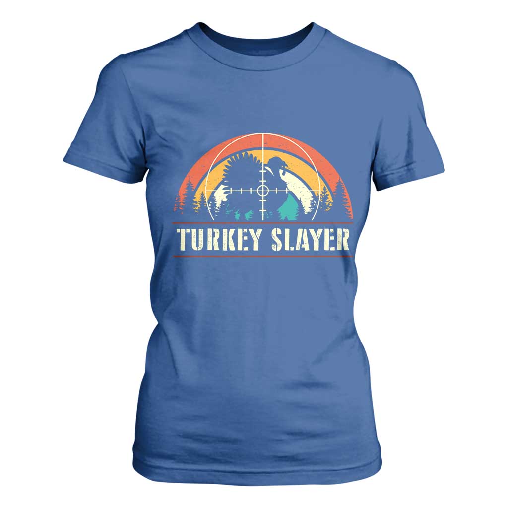 Turkey Slayer T Shirt For Women Vintage Sunset Hunting Season Gift TS12 Royal Blue Print Your Wear