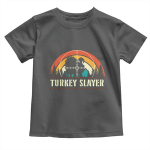 Turkey Slayer Toddler T Shirt Vintage Sunset Hunting Season Gift TS12 Dark Heather Print Your Wear