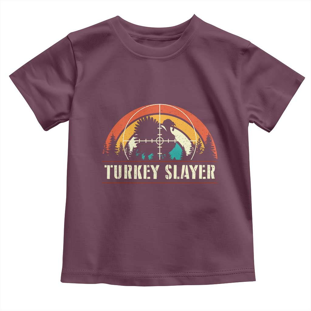 Turkey Slayer Toddler T Shirt Vintage Sunset Hunting Season Gift TS12 Maroon Print Your Wear