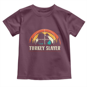 Turkey Slayer Toddler T Shirt Vintage Sunset Hunting Season Gift TS12 Maroon Print Your Wear