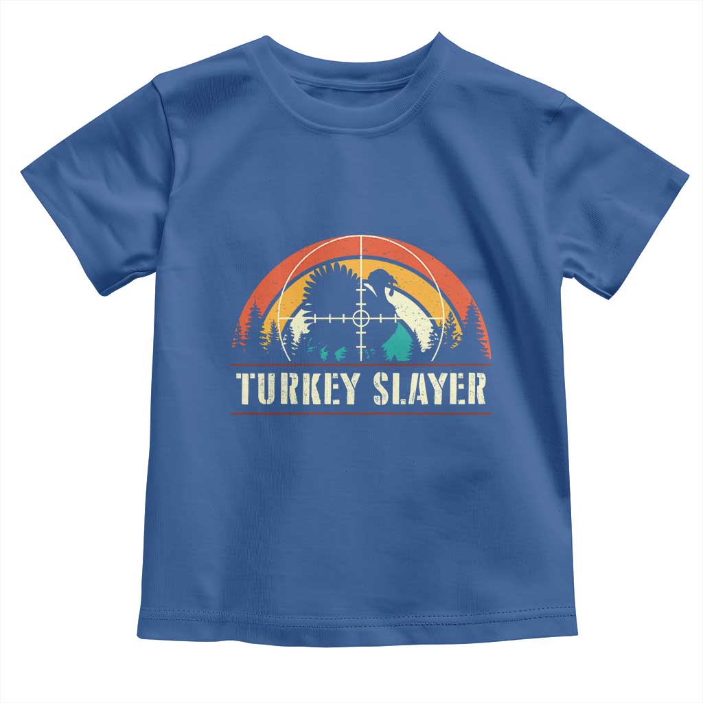 Turkey Slayer Toddler T Shirt Vintage Sunset Hunting Season Gift TS12 Royal Blue Print Your Wear