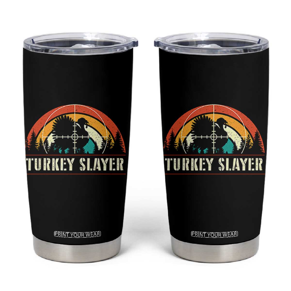 Turkey Slayer Tumbler Cup Vintage Sunset Hunting Season Gift - Print Your Wear