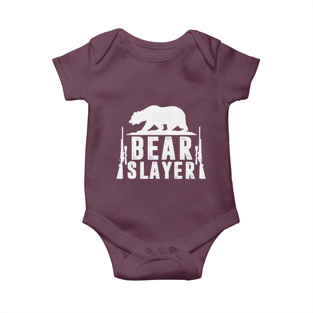 Bear Slayer Baby Onesie Hunting Season Gift TS12 Maroon Print Your Wear