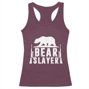 Bear Slayer Racerback Tank Top Hunting Season Gift TS12 Maroon Print Your Wear