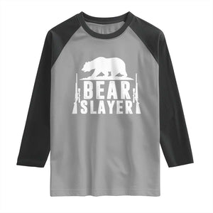 Bear Slayer Raglan Shirt Hunting Season Gift TS12 Sport Gray Black Print Your Wear