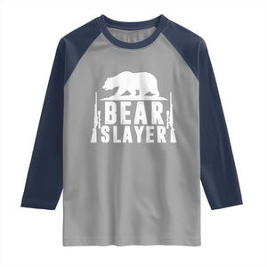 Bear Slayer Raglan Shirt Hunting Season Gift TS12 Sport Gray Navy Print Your Wear