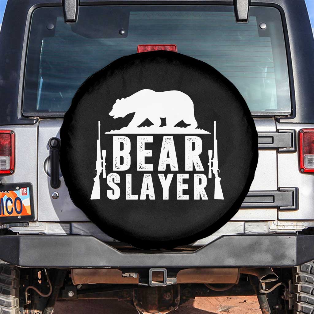 Bear Slayer Spare Tire Cover Hunting Season Gift TS12 No hole Black Print Your Wear