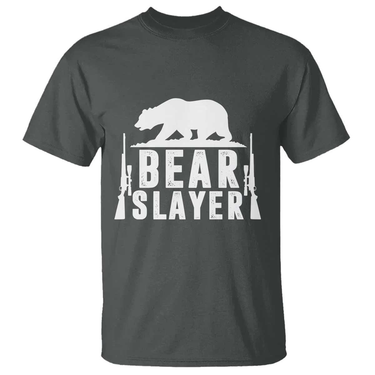Bear Slayer T Shirt Hunting Season Gift TS12 Dark Heather Print Your Wear