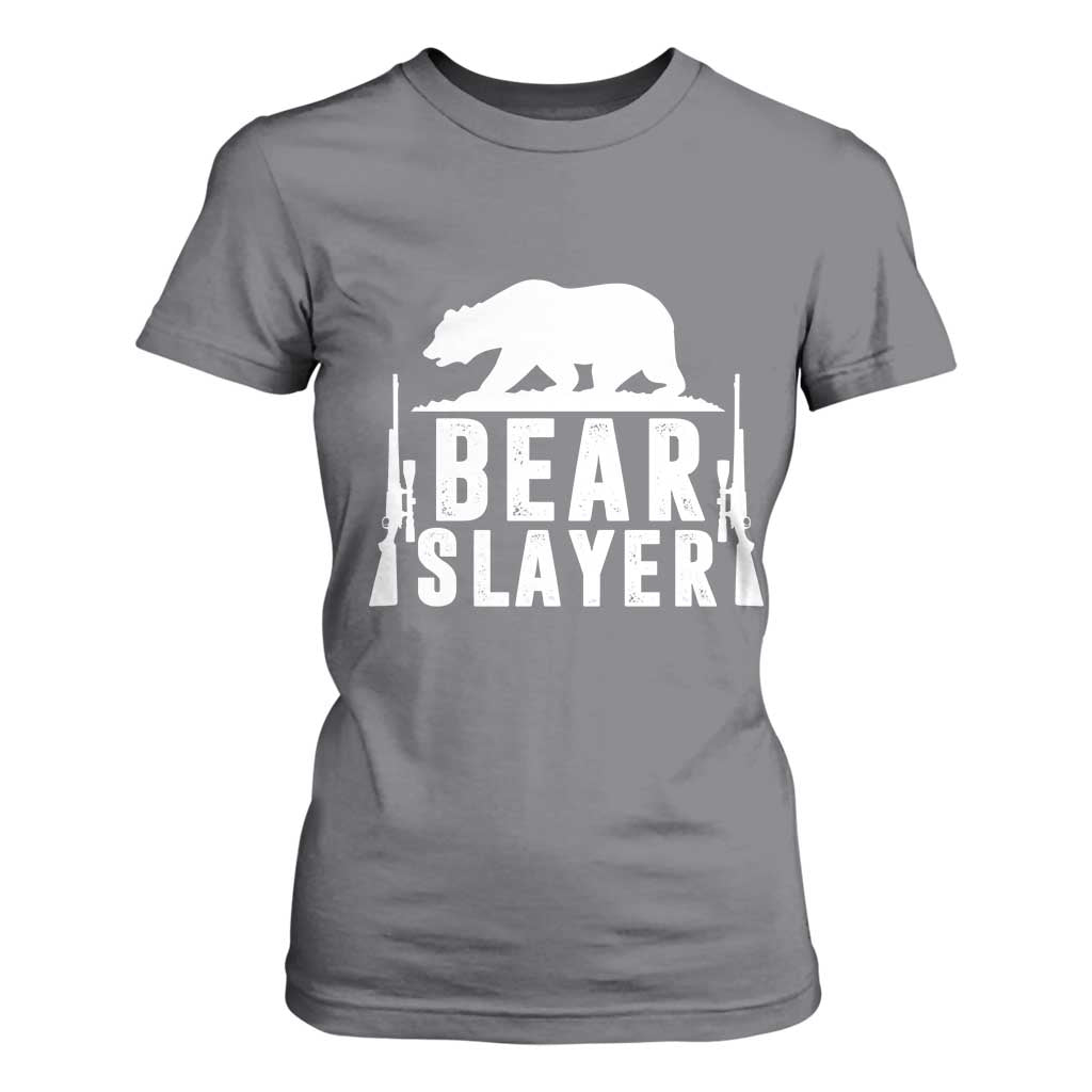 Bear Slayer T Shirt For Women Hunting Season Gift TS12 Charcoal Print Your Wear