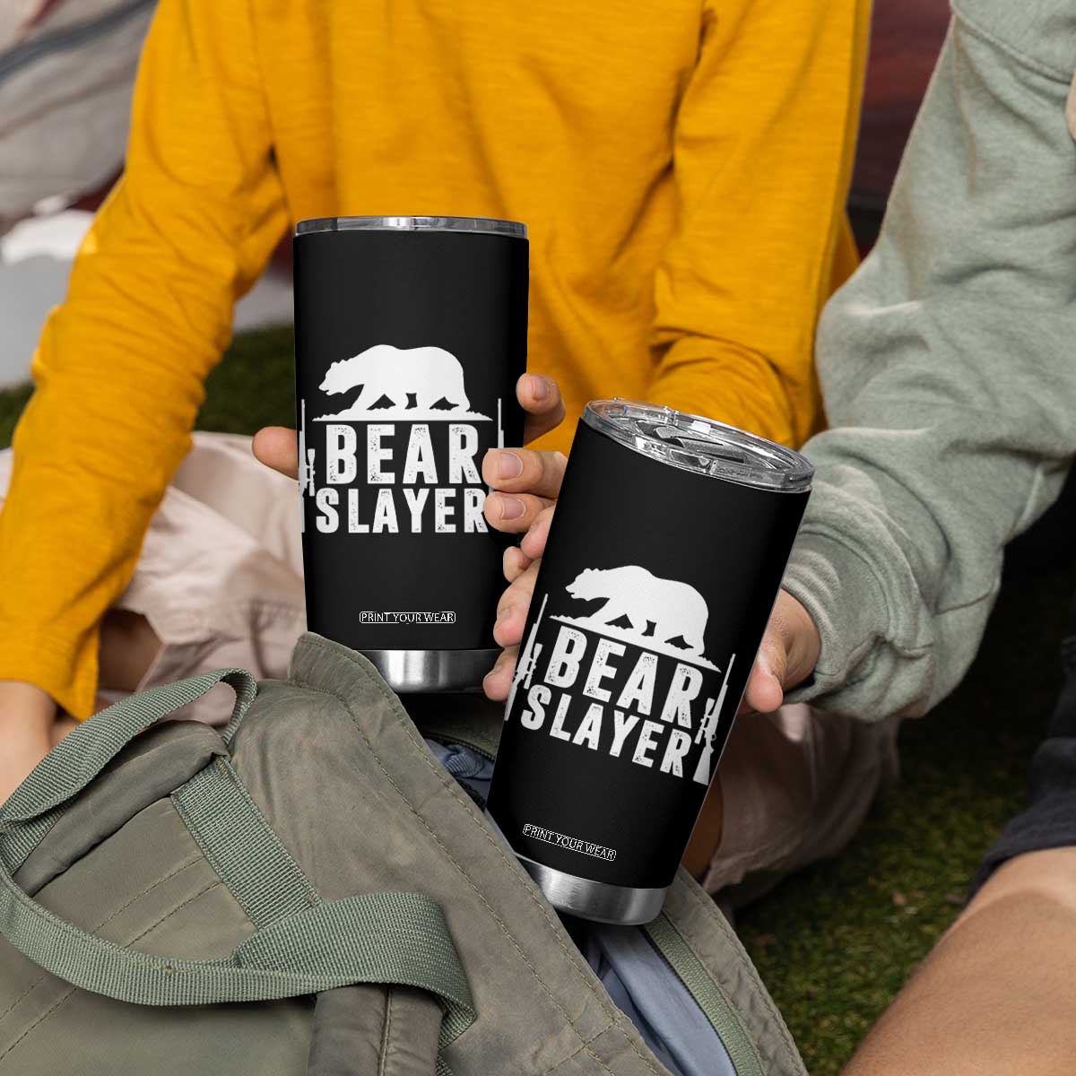 Bear Slayer Tumbler Cup Hunting Season Gift - Print Your Wear