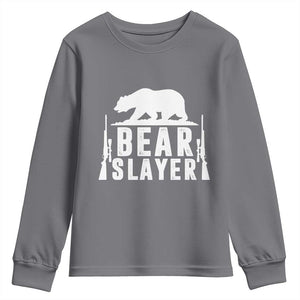 Bear Slayer Youth Sweatshirt Hunting Season Gift TS12 Charcoal Print Your Wear