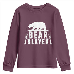 Bear Slayer Youth Sweatshirt Hunting Season Gift TS12 Maroon Print Your Wear