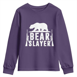 Bear Slayer Youth Sweatshirt Hunting Season Gift TS12 Purple Print Your Wear