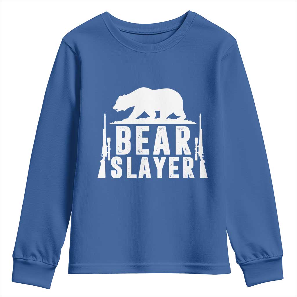 Bear Slayer Youth Sweatshirt Hunting Season Gift TS12 Royal Blue Print Your Wear