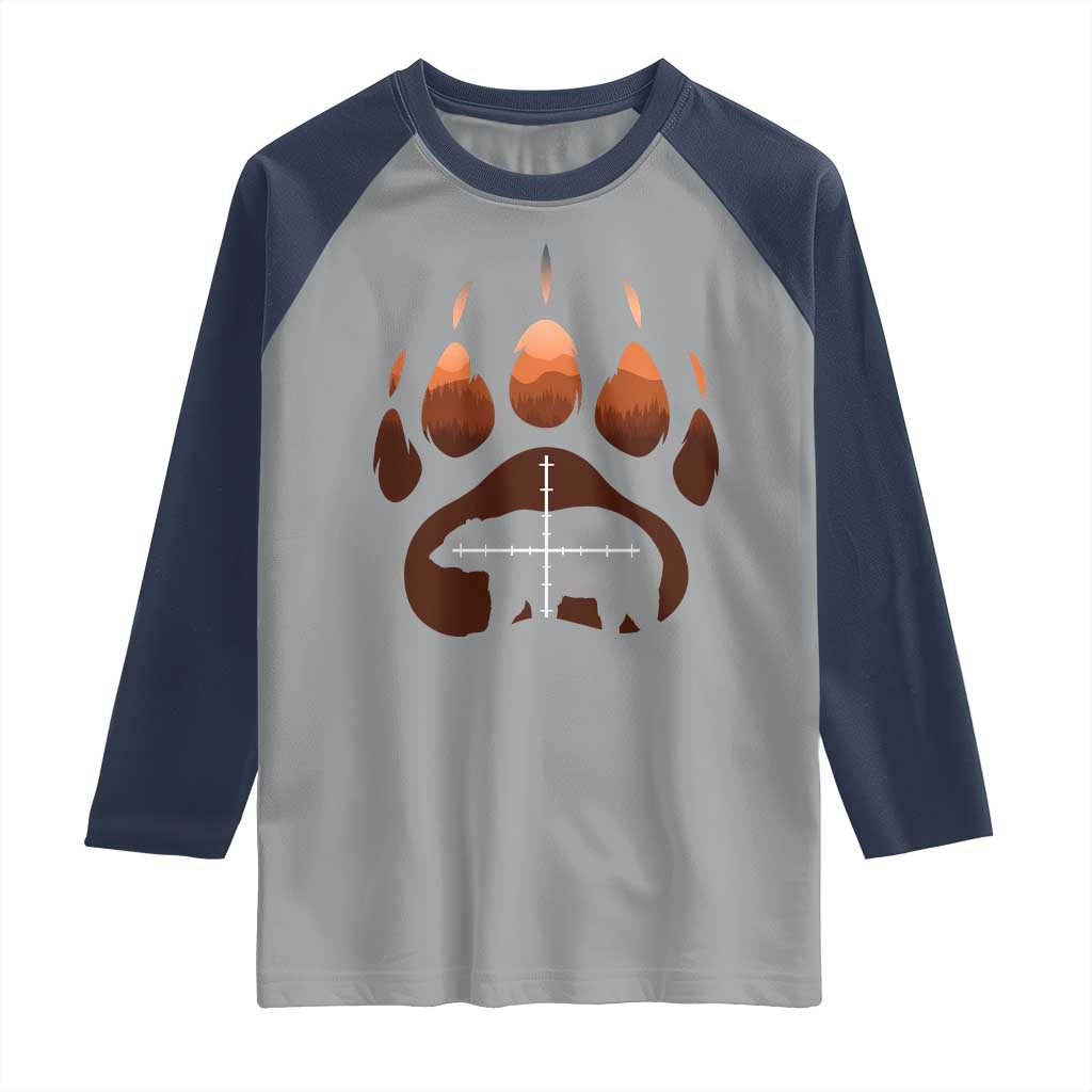 Big Game Bear Hunting Season Raglan Shirt Funny Hunter Gift TS12 Sport Gray Navy Print Your Wear