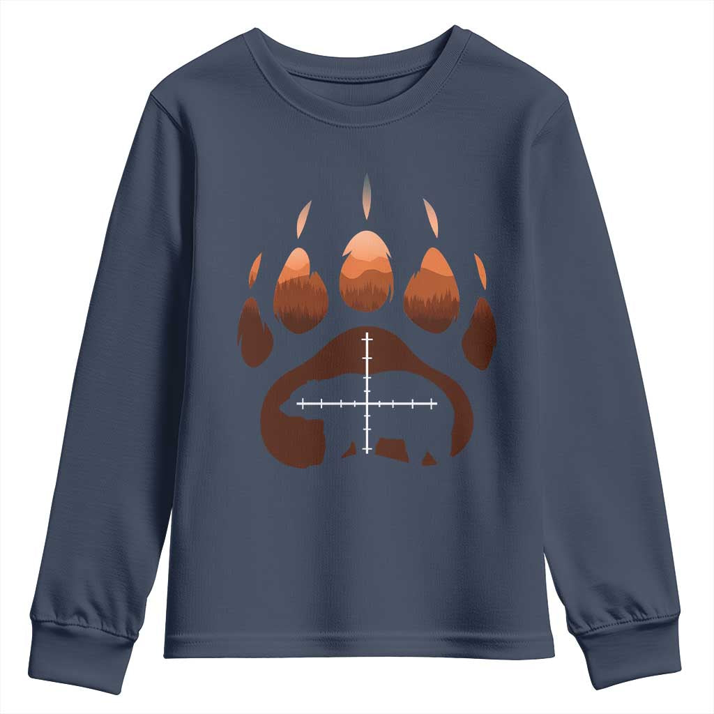 Big Game Bear Hunting Season Youth Sweatshirt Funny Hunter Gift TS12 Navy Print Your Wear