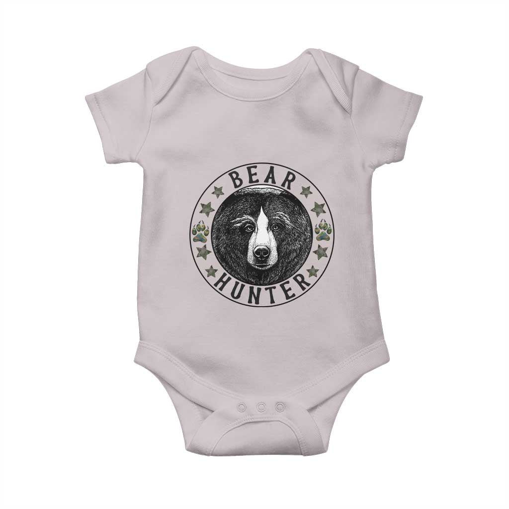 Bear Hunter Baby Onesie Funny Hunting Season Gift TS12 Ice Gray Print Your Wear