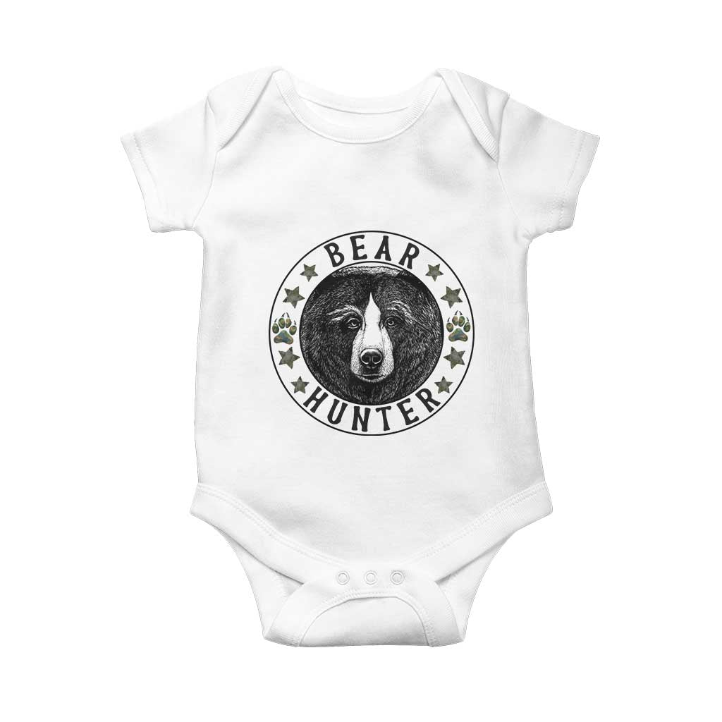 Bear Hunter Baby Onesie Funny Hunting Season Gift TS12 White Print Your Wear
