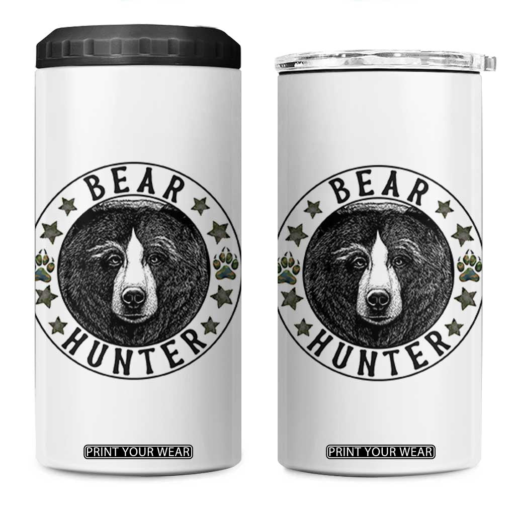 Bear Hunter 4 in 1 Can Cooler Tumbler Funny Hunting Season Gift TS12 One Size: 16 oz White Print Your Wear