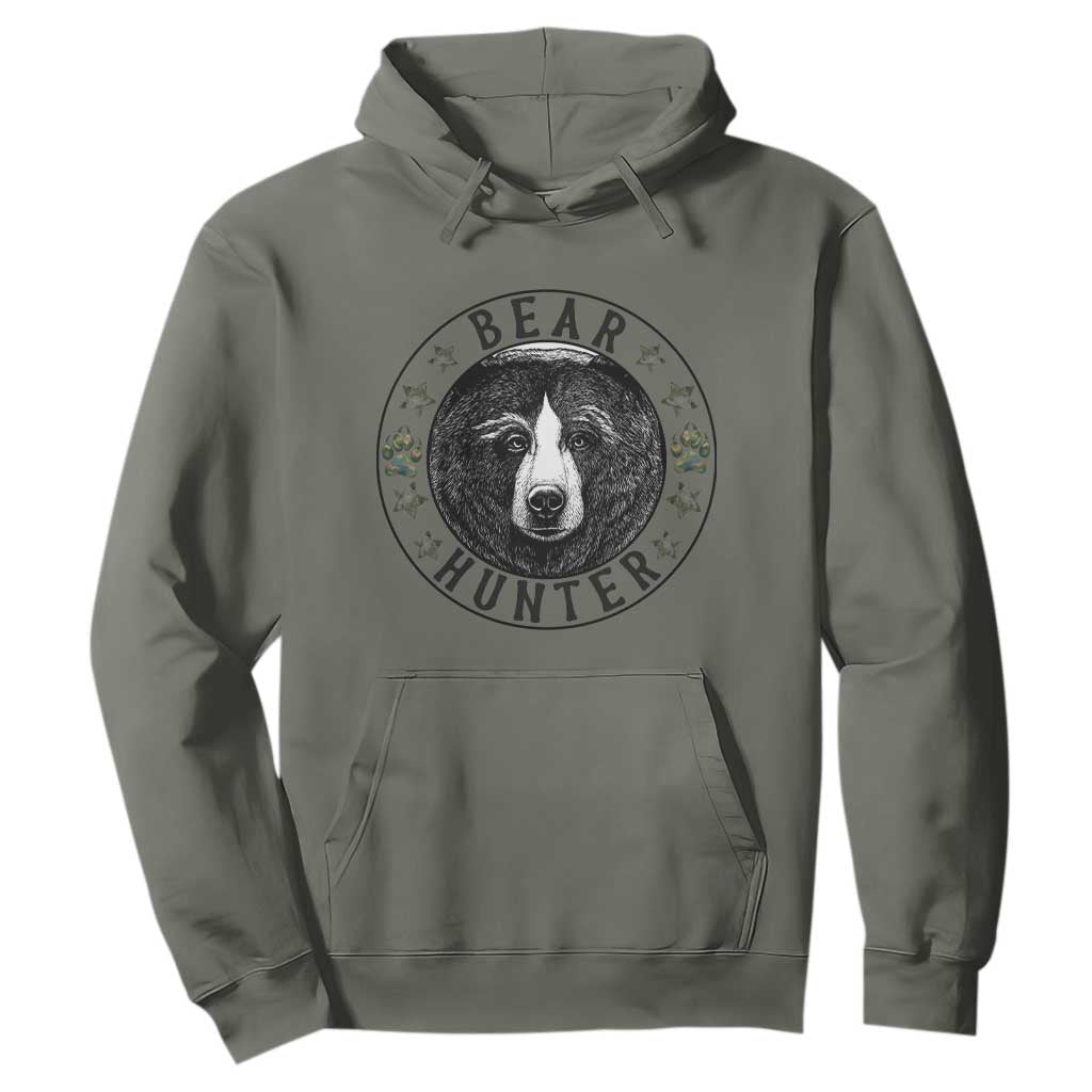 Bear Hunter Hoodie Funny Hunting Season Gift TS12 Military Green Print Your Wear