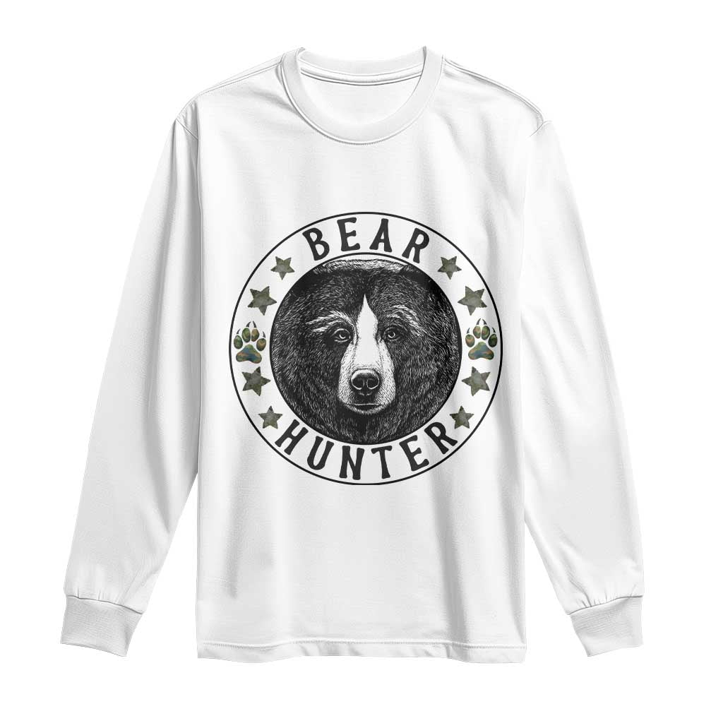 Bear Hunter Long Sleeve Shirt Funny Hunting Season Gift TS12 White Print Your Wear