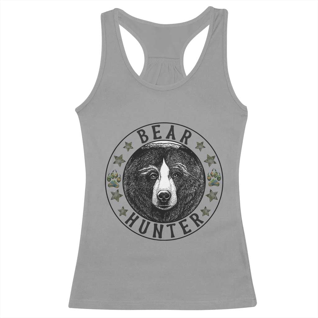 Bear Hunter Racerback Tank Top Funny Hunting Season Gift TS12 Sport Gray Print Your Wear