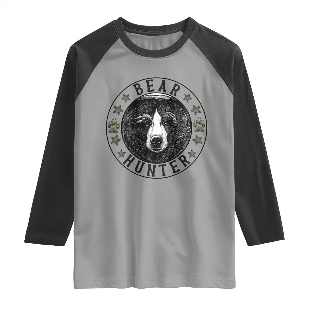 Bear Hunter Raglan Shirt Funny Hunting Season Gift TS12 Sport Gray Black Print Your Wear
