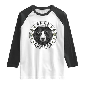 Bear Hunter Raglan Shirt Funny Hunting Season Gift TS12 White Black Print Your Wear