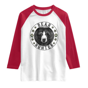 Bear Hunter Raglan Shirt Funny Hunting Season Gift TS12 White Red Print Your Wear