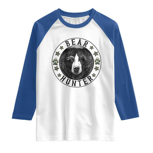 Bear Hunter Raglan Shirt Funny Hunting Season Gift TS12 White Royal Print Your Wear