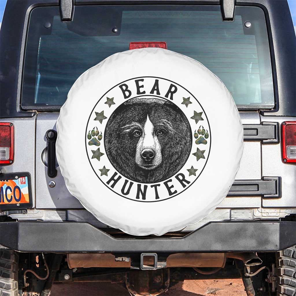 Bear Hunter Spare Tire Cover Funny Hunting Season Gift TS12 No hole White Print Your Wear
