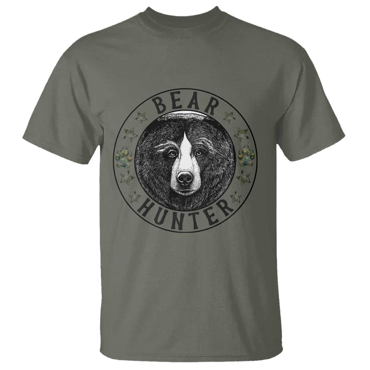 Bear Hunter T Shirt Funny Hunting Season Gift TS12 Military Green Print Your Wear