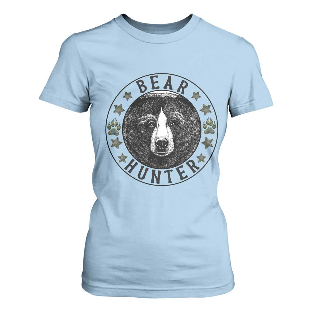 Bear Hunter T Shirt For Women Funny Hunting Season Gift TS12 Light Blue Print Your Wear