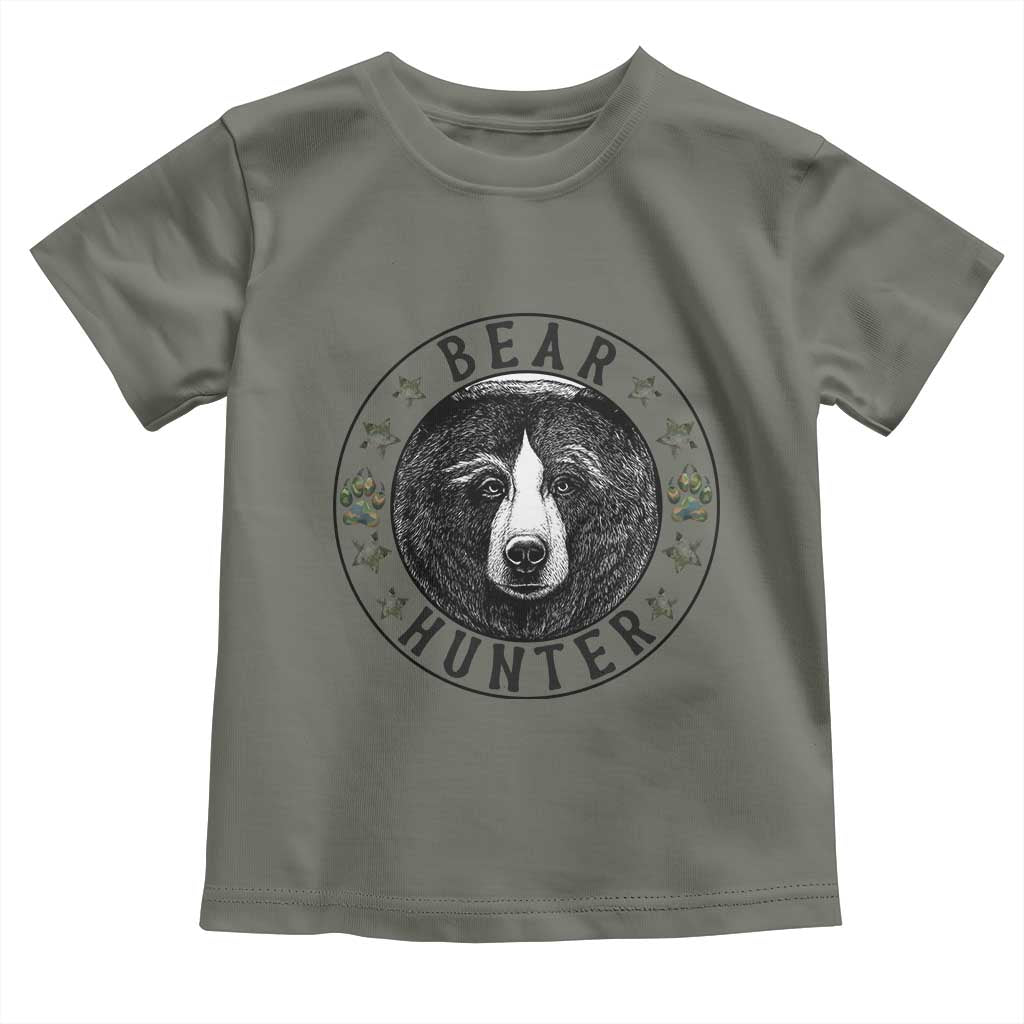 Bear Hunter Toddler T Shirt Funny Hunting Season Gift TS12 Military Green Print Your Wear