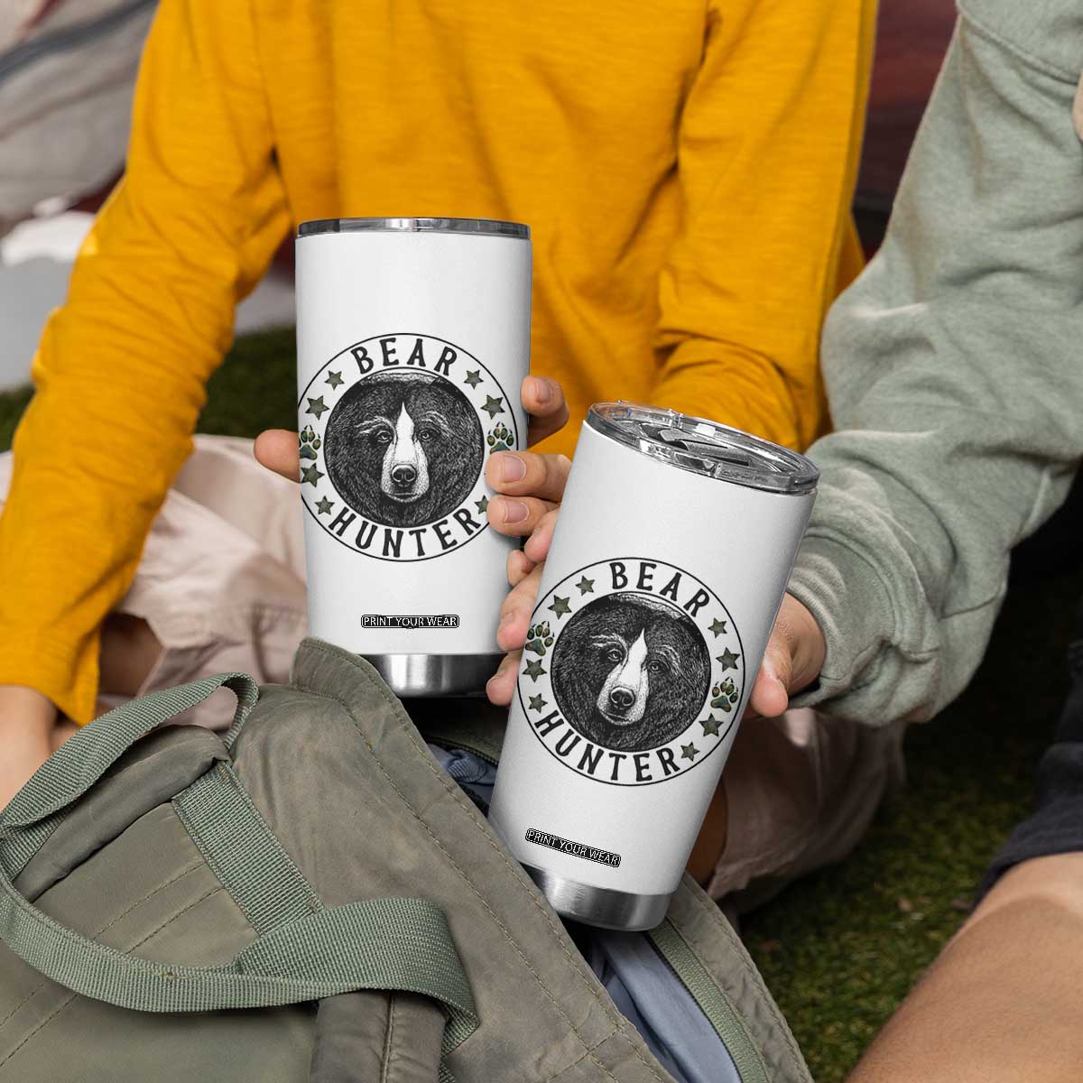 Bear Hunter Tumbler Cup Funny Hunting Season Gift - Print Your Wear