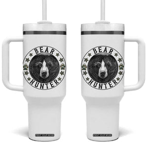 Bear Hunter Tumbler With Handle Funny Hunting Season Gift TS12 One Size: 40 oz White Print Your Wear