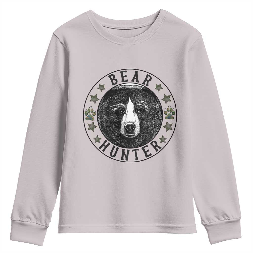 Bear Hunter Youth Sweatshirt Funny Hunting Season Gift TS12 Ice Gray Print Your Wear