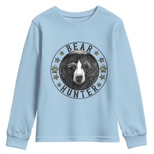Bear Hunter Youth Sweatshirt Funny Hunting Season Gift TS12 Light Blue Print Your Wear