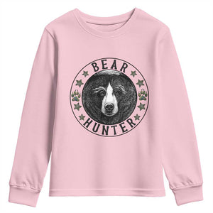 Bear Hunter Youth Sweatshirt Funny Hunting Season Gift TS12 Light Pink Print Your Wear
