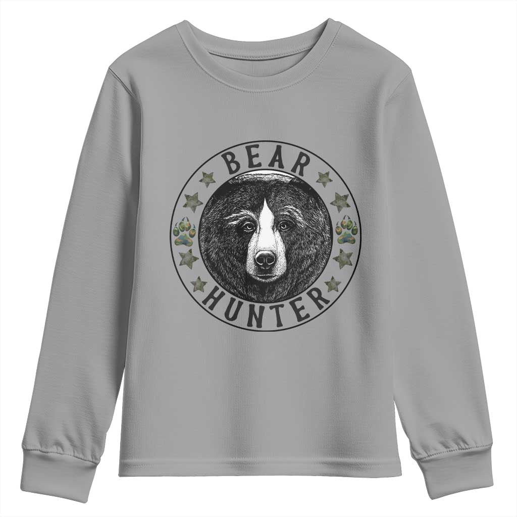 Bear Hunter Youth Sweatshirt Funny Hunting Season Gift TS12 Sport Gray Print Your Wear