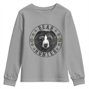 Bear Hunter Youth Sweatshirt Funny Hunting Season Gift TS12 Sport Gray Print Your Wear