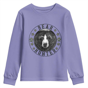 Bear Hunter Youth Sweatshirt Funny Hunting Season Gift TS12 Violet Print Your Wear