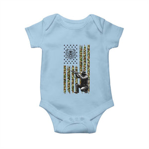Bear Hunting Baby Onesie Camo American Flag Hunter Gift TS12 Light Blue Print Your Wear