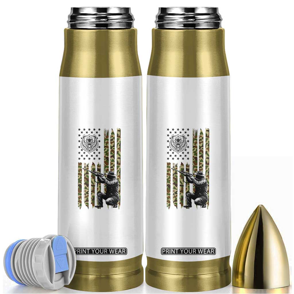 Bear Hunting Bullet Tumbler Camo American Flag Hunter Gift TS12 White Print Your Wear