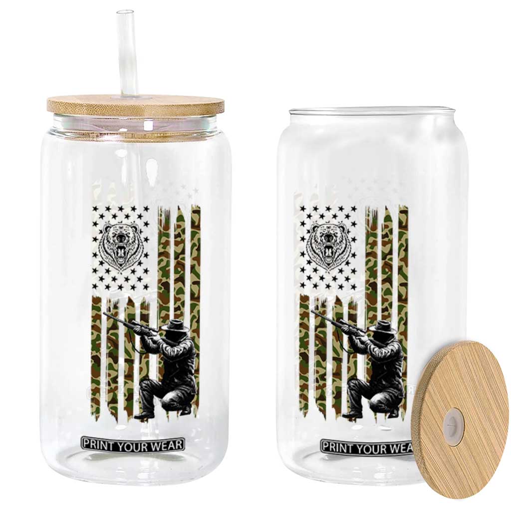 Bear Hunting Glass Can Camo American Flag Hunter Gift TS12 Print Your Wear