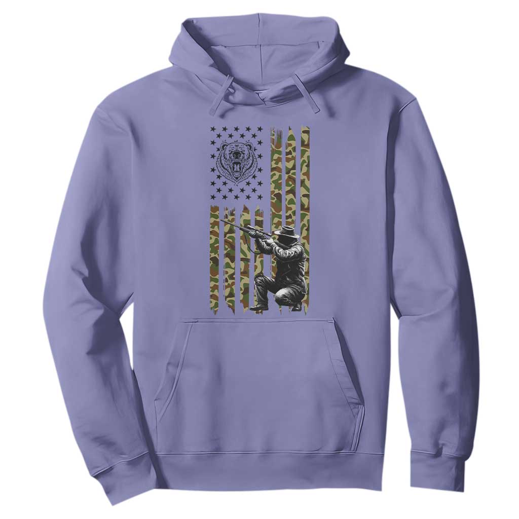 Bear Hunting Hoodie Camo American Flag Hunter Gift TS12 Violet Print Your Wear