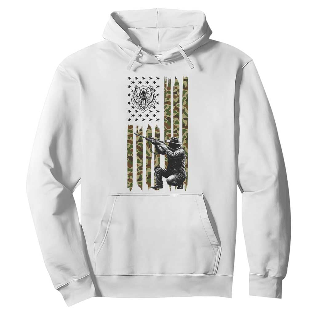 Bear Hunting Hoodie Camo American Flag Hunter Gift TS12 White Print Your Wear