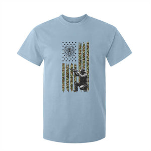 Bear Hunting T Shirt For Kid Camo American Flag Hunter Gift TS12 Light Blue Print Your Wear